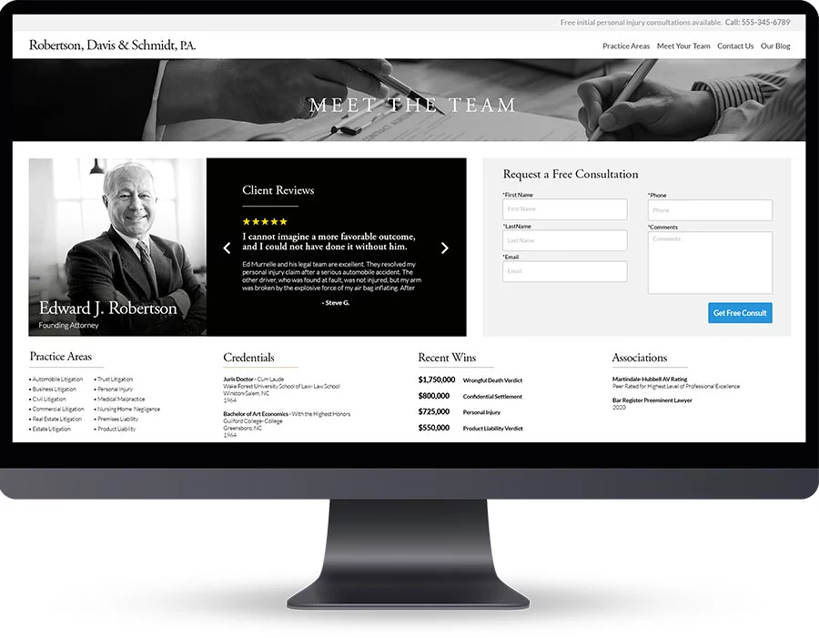 Computer showing website