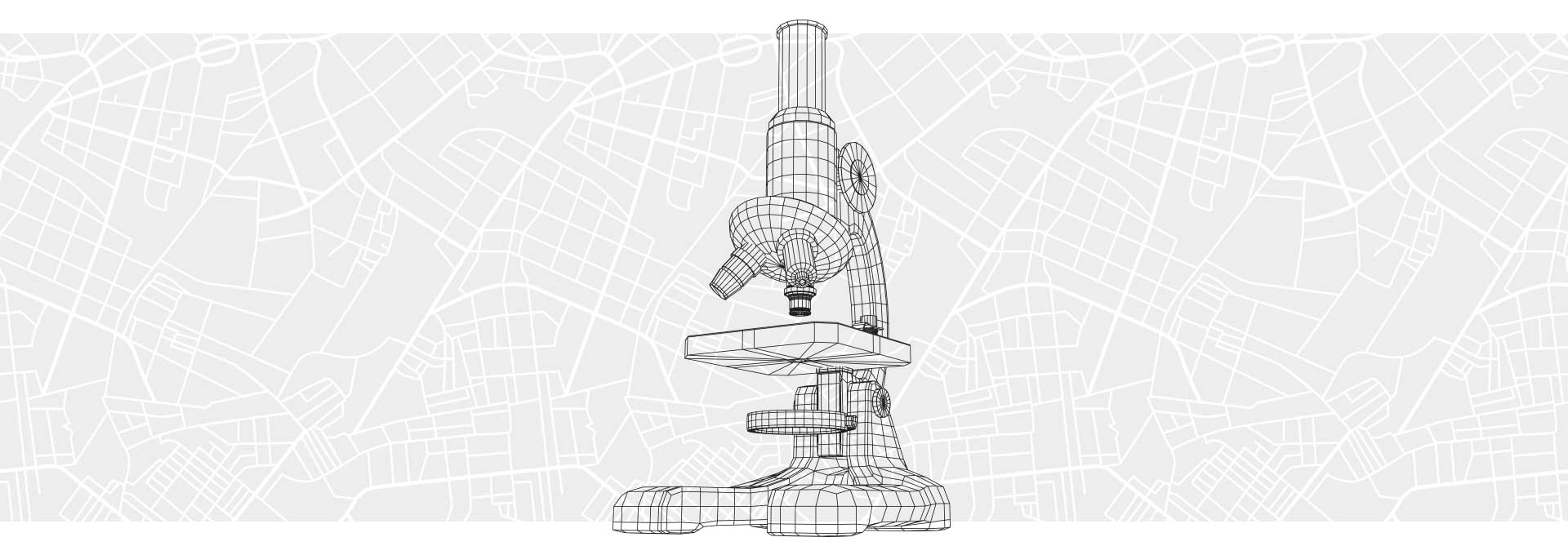 microscope overlaid over a map