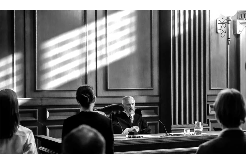 A judge sitting at his bench