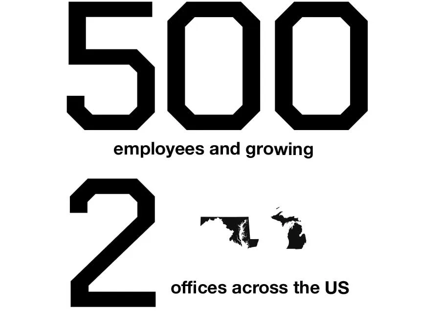 500 employees and growing, with 2 offices across the US