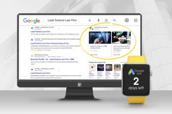 How Long Your Firm Should Run Google Ad Campaigns, shows Google Ads examples with a watch representing time spent running Google Ads