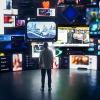 Business owner stares up at a wall of social media noise, trying to figure out a social strategy that will reach his ideal clients.