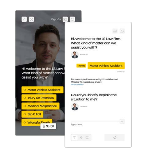 Law Firm AI chatbot example showing AI-Driven Personalization in action