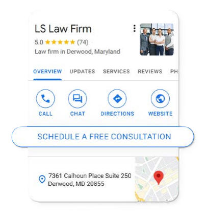 A Google Business Profile example showing how a law firm can Leverage Reviews and Local SEO to gain new clients