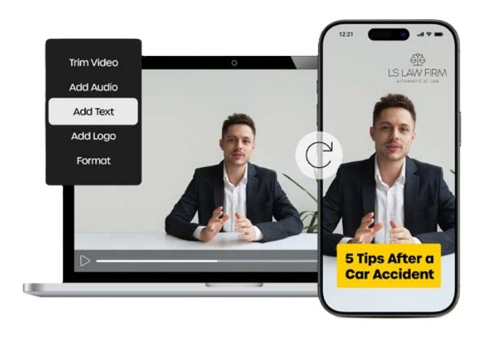 Visual representation of Short-Form Video Content and how an attorney can edit a short informational video into a polished and valuable marketing tool