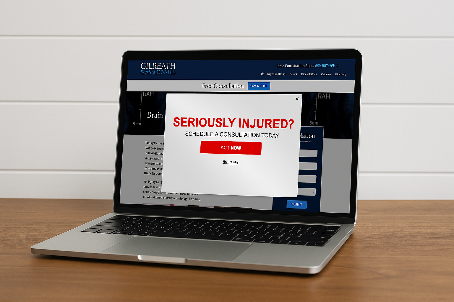 A website open on a laptop shows an example of Behavioral Targeting with a pop-up window that reads 