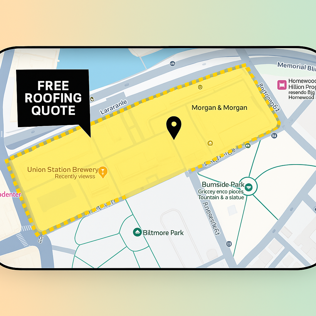 A map has a yellow section drawn off to represent Geo Fencing with the words 