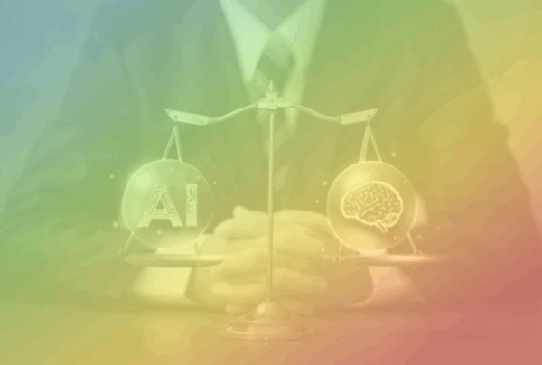 An attorney looks at AI and the human brain sitting on the scales of justice