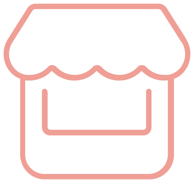 A simple icon of a storefront to represent franchise marketing