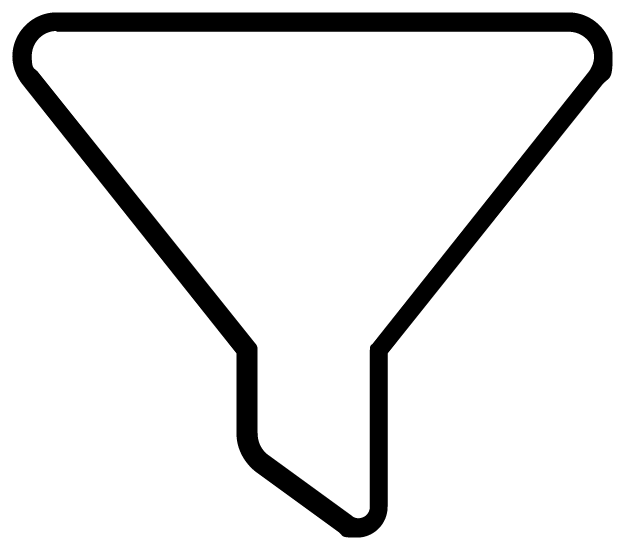 A simple icon of a funnel to represent lead generation and the conversion funnel