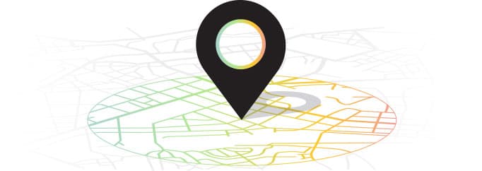A large map pin sticks up out of a map to represent how easily potential clients find your business online.