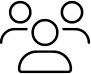 A simple icon of a group of people that represents website visitors and users